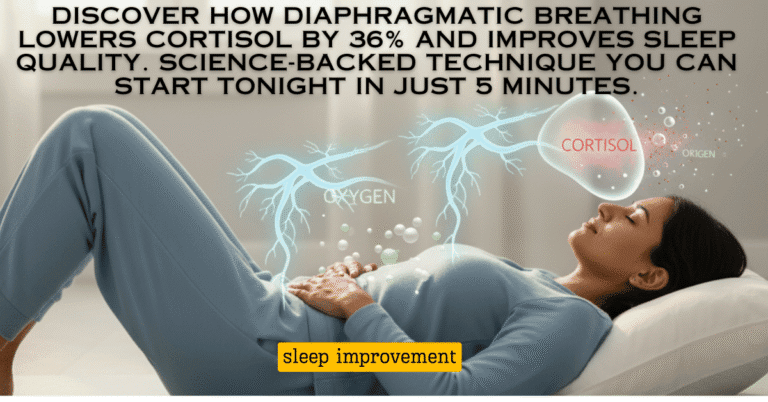 Discover how diaphragmatic breathing lowers cortisol by 36% and improves sleep quality. Science-backed technique you can start tonight in just 5 minutes.