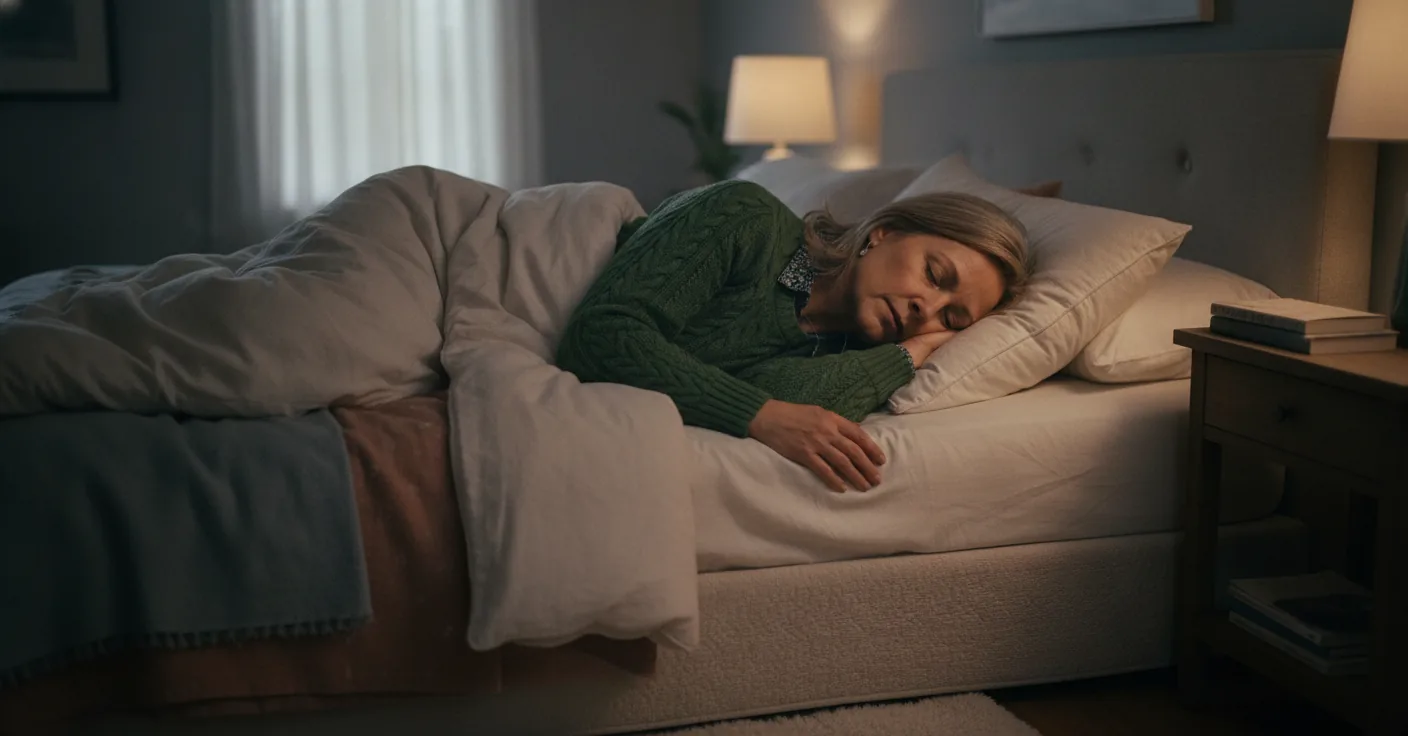 Sarah sleeps peacefully on her side after fixing her mattress too firm for side sleeper