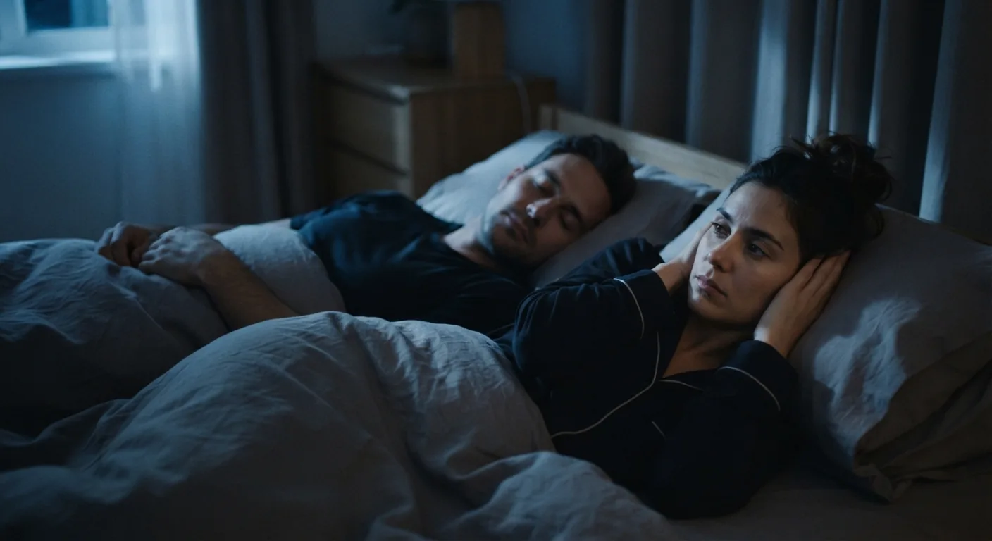 The partner of a snorer loses sleep to noise and light